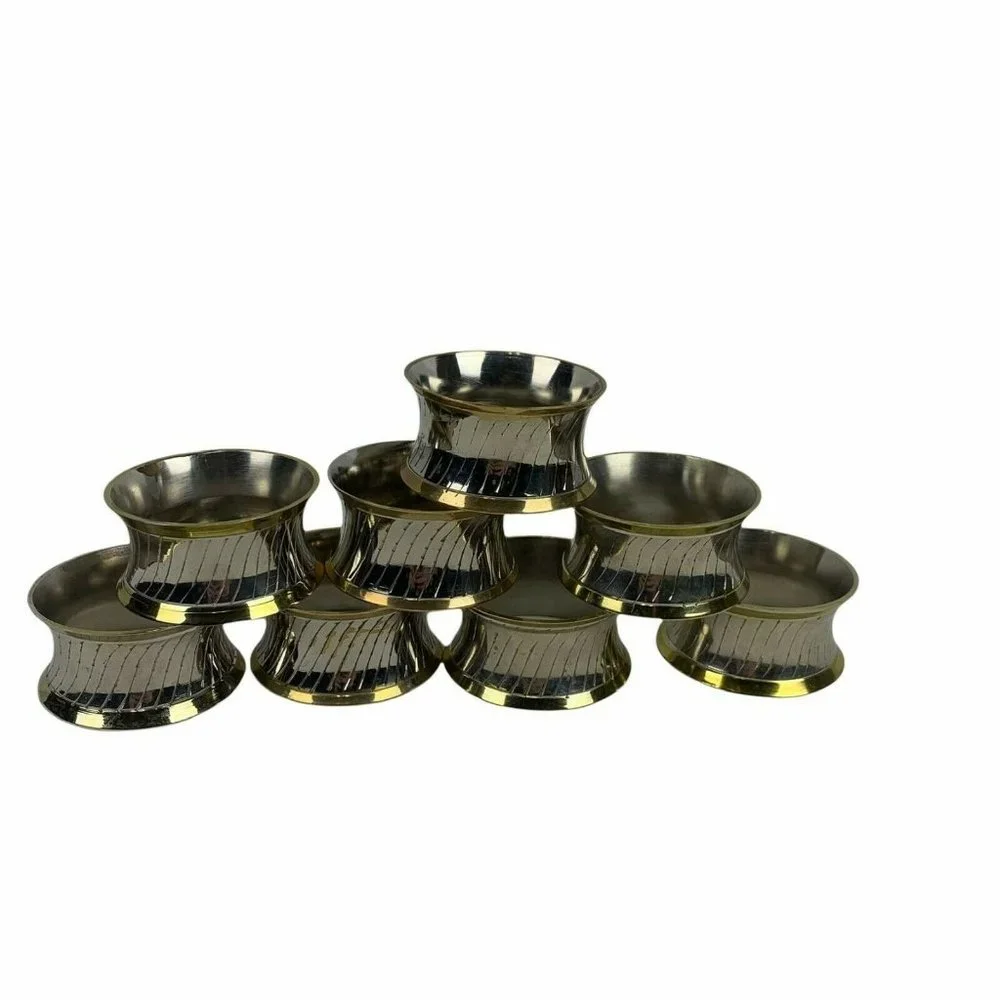Set of 8 Metal Napkin Rings Silver Tone Gold Tone 2